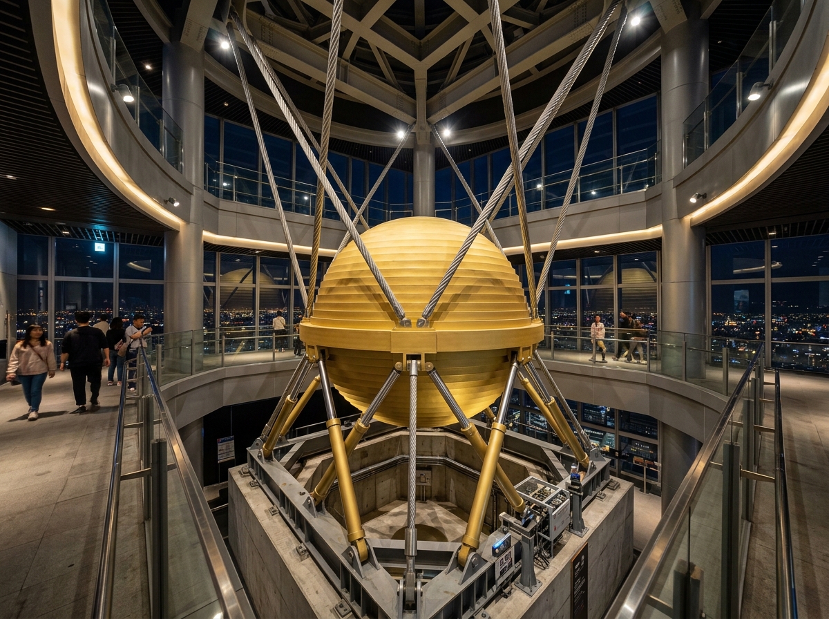 Quả cầu thép giảm chấn tòa tháp Taipei 101